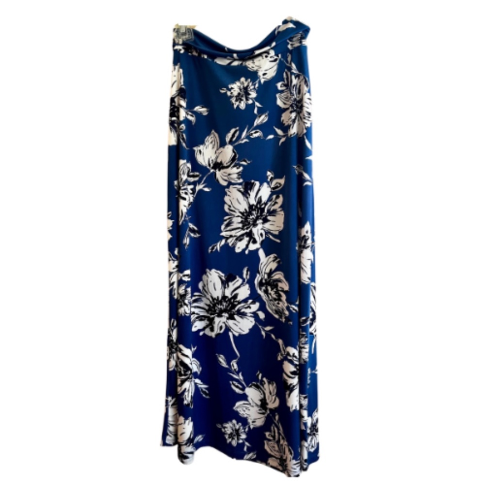 GILLI Delina Blue Floral Knit Maxi Skirt - Size SP